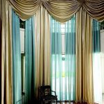 Modern Gold and Sheer Blue Drapes for Living Room. Sheer curtain ideas