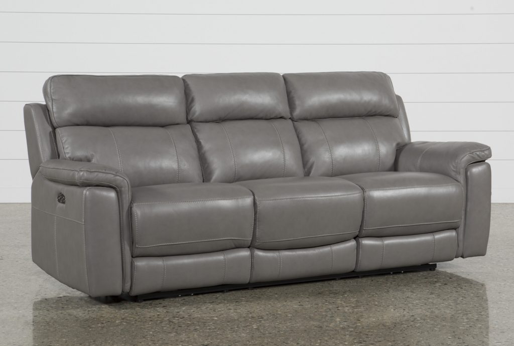 Dino Grey Leather Power Reclining Sofa W/Power Headrest & Usb (Qty: 1)  has been successfully added to your Cart.