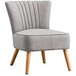 AYLA LINEN RETRO OCCASIONAL BEDROOM LOUNGE FABRIC ACCENT CHAIR (Grey)