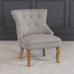 Vogue Natural Light Grey Fabric Upholstered Bedroom Chair with Oak Leg