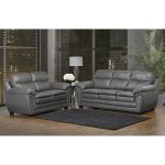 Shop Marcus Premium Grey Top Grain Leather Sofa and Loveseat Set - On Sale  - Free Shipping Today - Overstock - 13251187