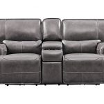 Dylan Grey Power Reclining Leather Console Loveseat, Grey, large