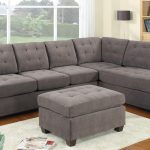 2 Piece Modern Reversible Grey Tufted Microfiber Sectional Sofa with