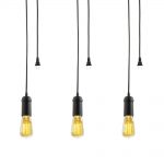 Globe Electric 1-Light Black Vintage Plug-In Hanging Pendant with Black  Woven Cord