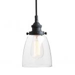 Pathson Retro Pendant Lighting, Industrial Small Hanging Light with Clear  Glass and Textile Cord,