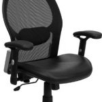 High Back Super Mesh Office Chair with Black Italian Leather Seat [LF-W42B-