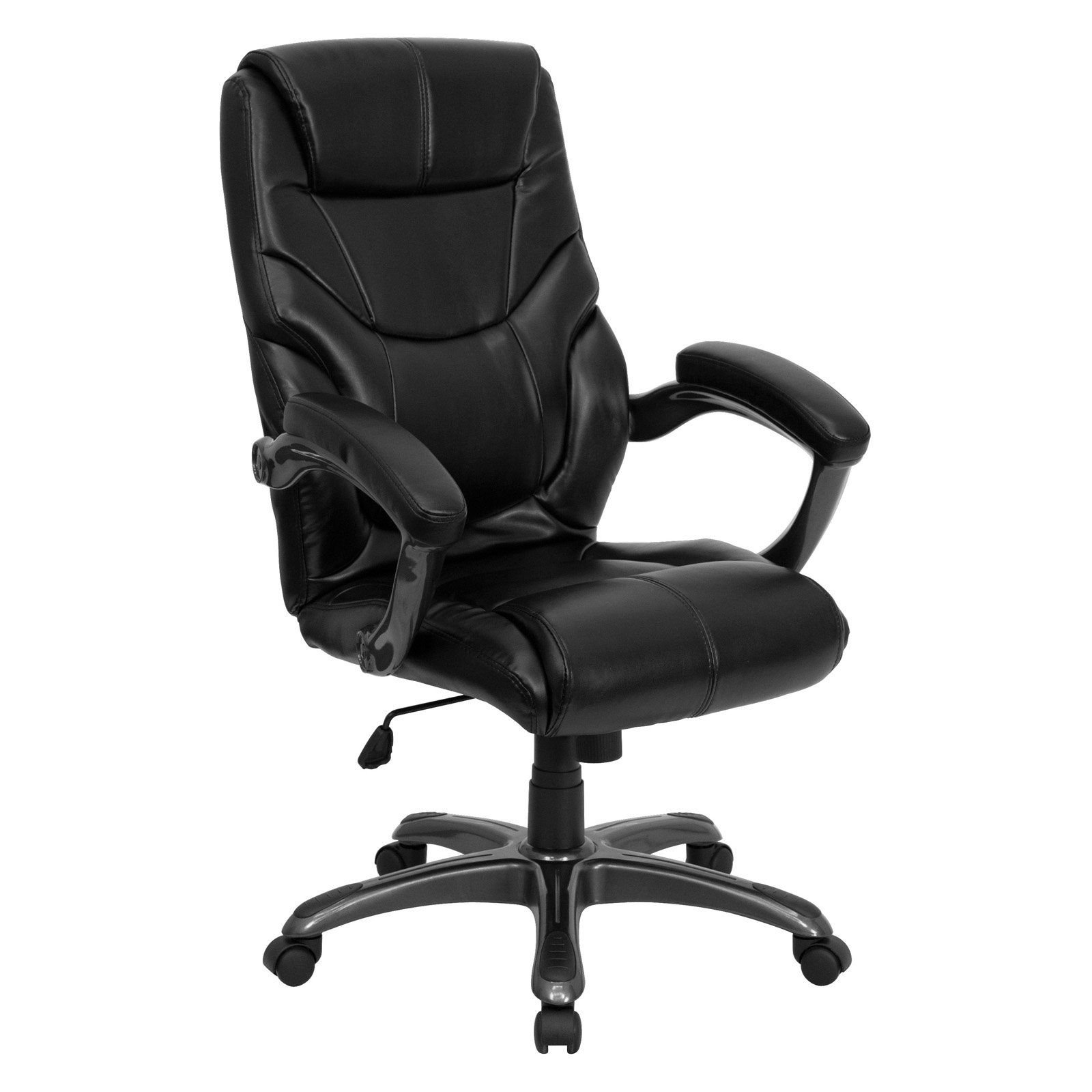Contemporary Leather High-Back Office Chair, Black