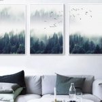 Nordic Forest Lanscape Minimalist Print Canvas - Waterproof Cotton - Home  Decoration