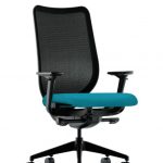 HON Nucleus Task Chair Blue Adjustable Arms Mesh Back Front Side View  HN1.A.H.IM