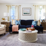 Blue Velvet Sofa in Living Room