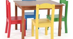 Tot Tutors Highlight 5-Piece Natural/Primary Kids Table and Chair Set-TC633  - The Home Depot