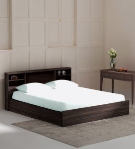 Buy Kaito King size Bed with Box Storage in Wenge Finish by Mintwud
