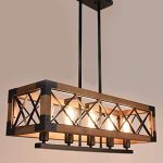 rnairni Wood Chandelier 5-Light Pendant Island Lighting Rectangular