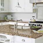 Imitation Granite Countertop in Traditional White Kitchen