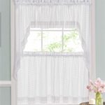 Ribbon Eyelet Embroidered Kitchen Curtain - White from Lorraine Home  Fashions
