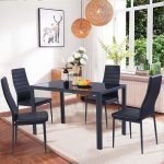 Costway 5 Piece Kitchen Dining Set Glass Metal Table and 4 Chairs Breakfast  Furniture - Traveller Location
