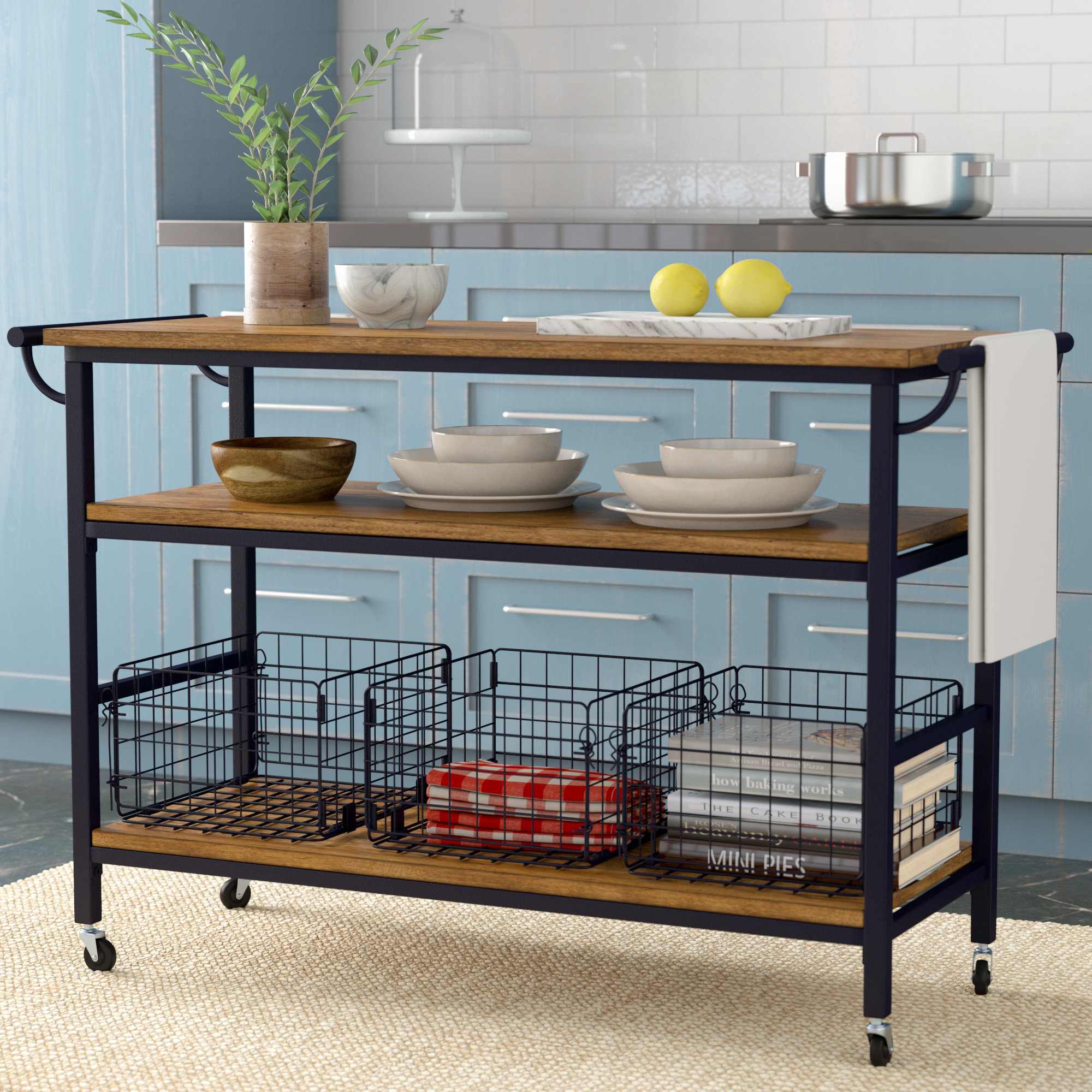 Laurel Foundry Modern Farmhouse Fresnay Kitchen Island with Wooden Top &  Reviews | Wayfair