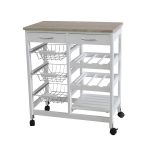 Traveller Location: Home Basics Portable Kitchen Storage Island Trolley Cart with 2  Drawers White and Oak: Home & Kitchen
