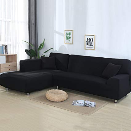 cjc Universal Sofa Covers for L Shape, 2pcs Polyester Fabric Stretch  Slipcovers + 2pcs Pillow