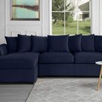 Modern Large Tufted Velvet Sectional Sofa, Scroll Arm L-Shape Couch (Navy  Blue