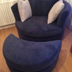 Brand New Dfs Astaire Large Swivel Chair With Matching Foot Stool Blue  Armchair And Footstool Dark Fabric Stockholm Leather Sofa Curved Outdoor  Reclining