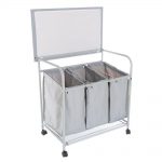 Rolling 3 Bin Laundry Sorter and Ironing Station