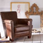 Irving Roll Arm Leather Armchair with Nailheads
