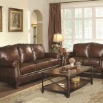 Details about SONOMA - Traditional Living Room Furniture Brown Leather Sofa  Couch Loveseat Set