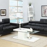 2-PCS Black Bonded Leather Sofa Set