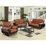 Two-tone Red and Black Leather Three Piece Sofa Set-SH216 - The Home Depot