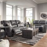 Ashley Furniture Persiphone Leather Charcoal Reclining Sofa and Loveseat  6070188