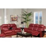 Esofastore Modern Luscious Red Unique Leather Dual Recliner Sofa Set - 3pc  Set Living Room Furniture
