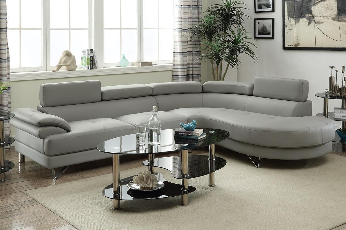 Grey Leather Sectional Sofa - Steal-A-Sofa Furniture Outlet Los Angeles CA