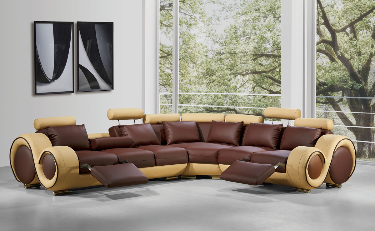 Your bookmark products. 4087 Modern Leather Sectional Sofa With Recliners