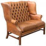 Original Leather Button Tufted Chesterfields Loveseat For Sale