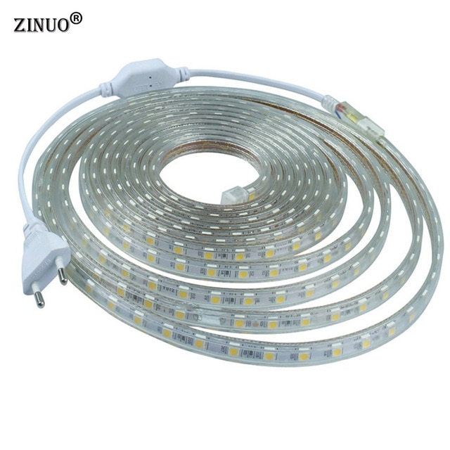 ZINUO 220V Led Strip Light 5050 RGB 60Leds/M Waterproof IP65