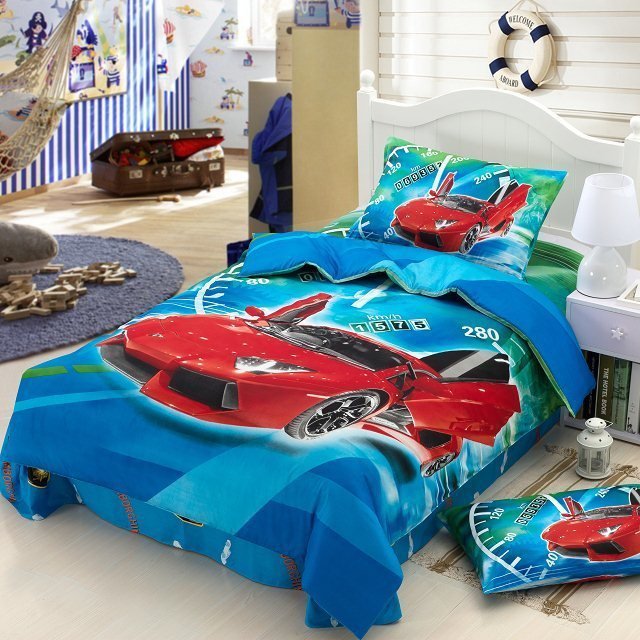 Race Cars Kids boys cartoon baby bedding set children twin size bedspread  bed in a bag sheet sheets duvet cover bedroom