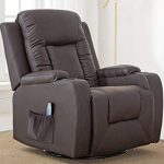 ComHoma Leather Recliner Chair Modern Rocker with Heated Massage Ergonomic  Lounge 360 Degree Swivel Single Sofa
