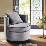 Armen Living Truly Grey Velvet and Black Velvet Piping Contemporary Swivel  Chair-LCTYCHGR - The Home Depot