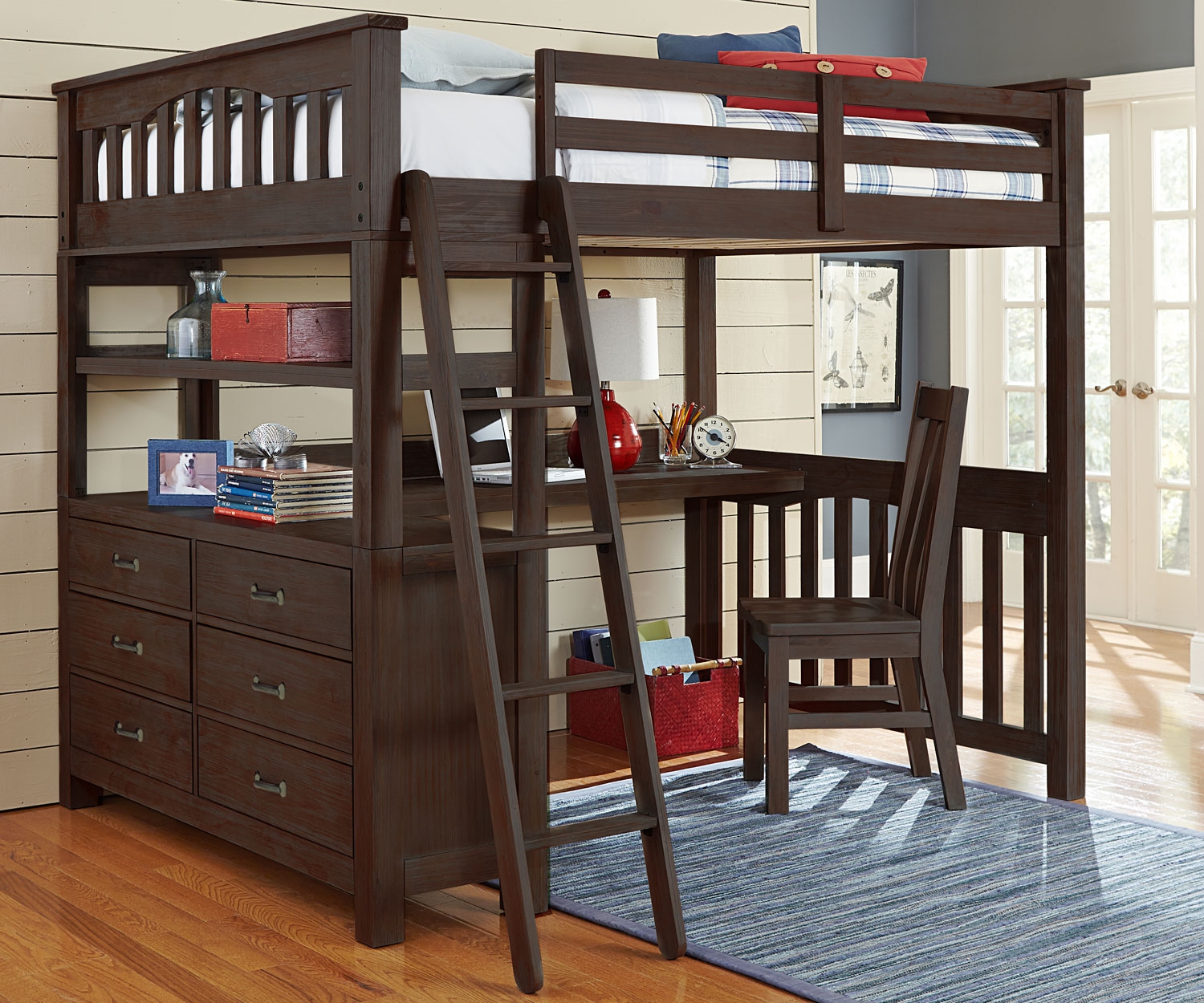 11080 Full Size Loft Bed with Desk in Espresso finish | Highlands Beds | NE  Kids Furniture the Highlands Collection