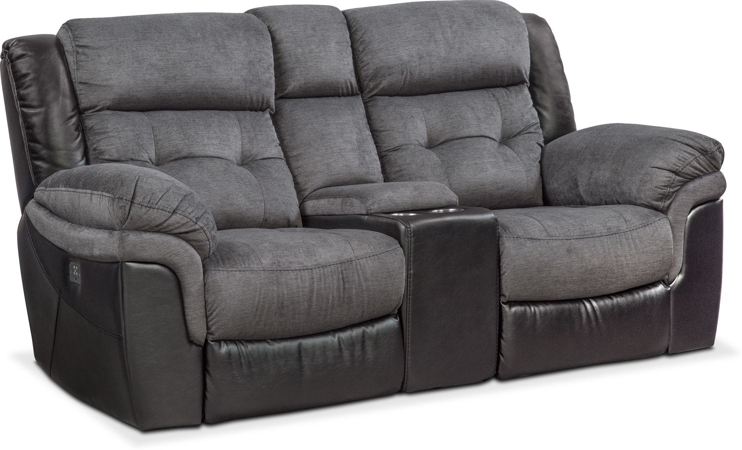 Tacoma Dual Power Reclining Loveseat with Console - Black