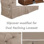 Dual Reclining LOVESEAT Slipcover T Cushion Twill Contrast Taupe for  2-Seater Recliner Love Seat