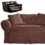 Reclining LOVESEAT Slipcover Adapted for Dual Recliner Love seat Suede  Chocolate