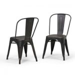 Fletcher Industrial Metal Dining Side Chair (Set of 2) in Distressed Black,  Copper