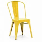 French Modern Industrial Metal Side Chairs in YELLOW