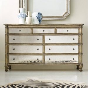 Hooker Furniture Melange 9-Drawer Montage Mirrored Dresser in Champagne -  638-90902