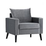DIVANO ROMA FURNITURE Mid-Century Modern Velvet Fabric Armchair Living Room  Accent Chair (Dark