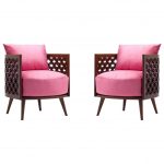 Arabesque Modern Armchairs by Nada Debs, Contemporary Armchair in Walnut  For Sale