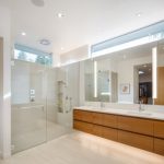 Alcove shower - modern master beige floor alcove shower idea in Portland  with flat-panel