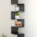 Image is loading Modern-Corner-Shelf-Floating-Wall-Mounted-Cabinet-Black-